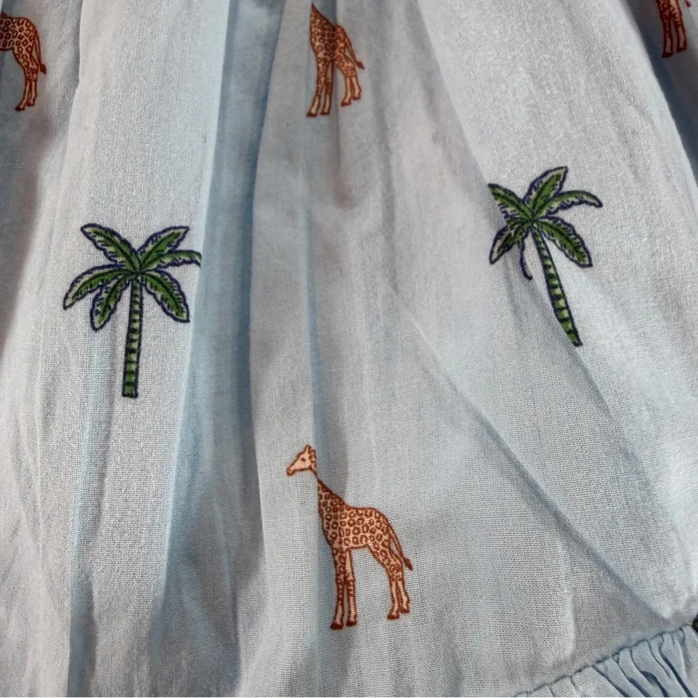 Janie and Jack Blue Ruffle Palm Tree Giraffe Dress Sz 4